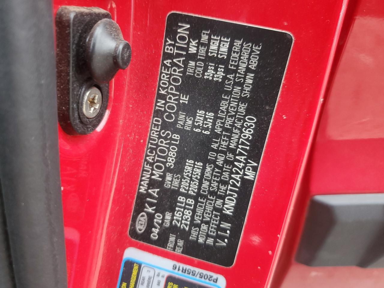 2010 Kia Soul + VIN: KNDJT2A24A7179630 Lot: 93364905