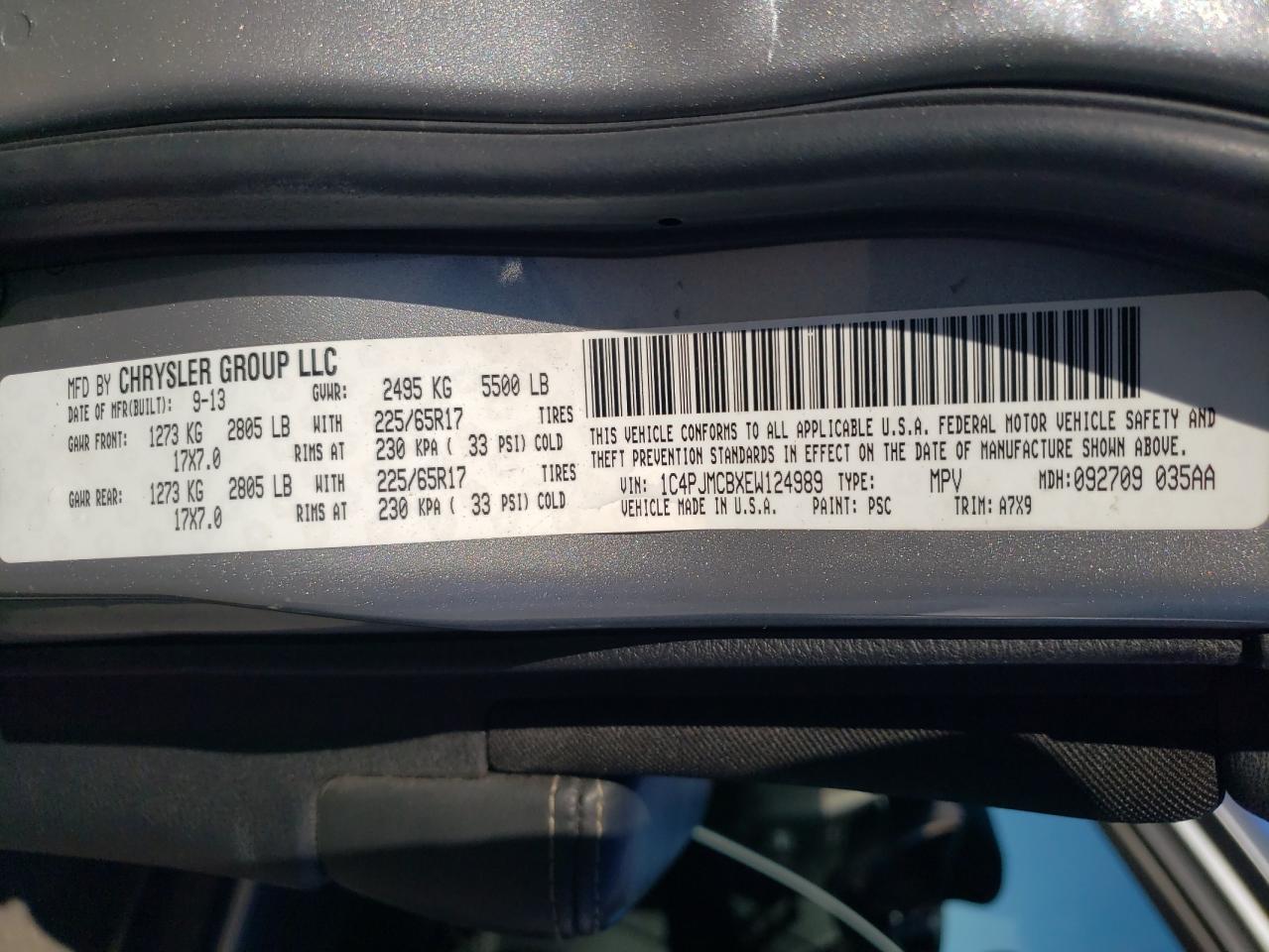 2014 Jeep Cherokee Latitude VIN: 1C4PJMCBXEW124989 Lot: 92666115