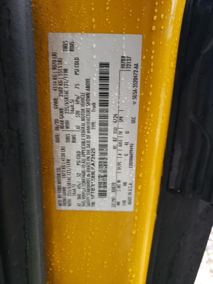 2020 Ford Transit 250 Delivery Van VIN: 1FTBR1X89LKA72825 Lot: 91224545