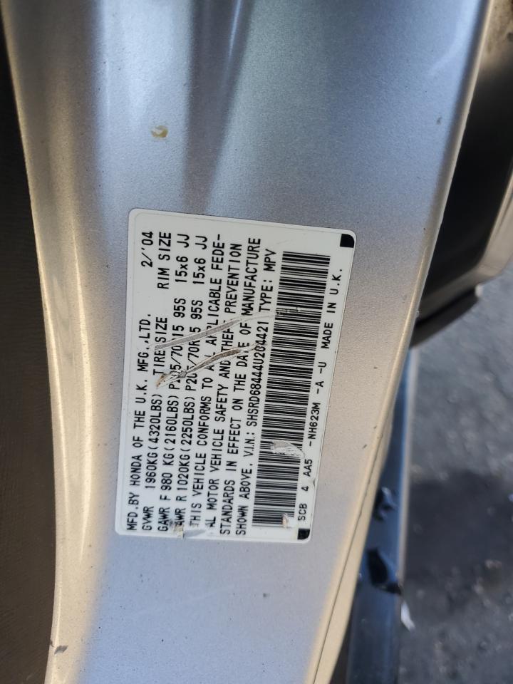 2004 Honda Cr-V Lx VIN: SHSRD68444U204421 Lot: 91563225