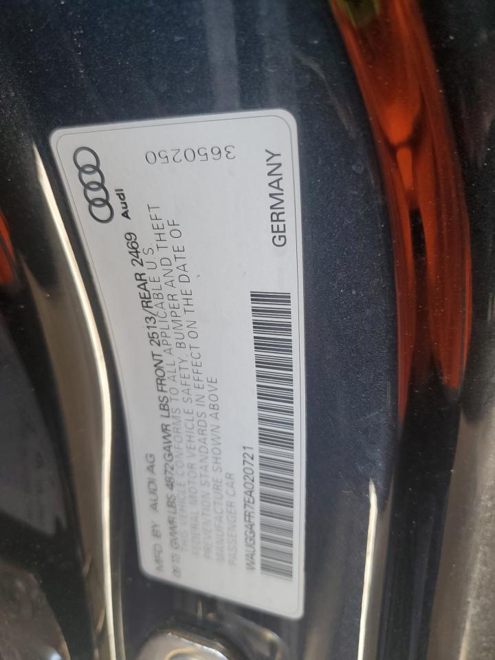 2014 Audi S5 Premium Plus VIN: WAUGGAFR7EA020721 Lot: 92675145