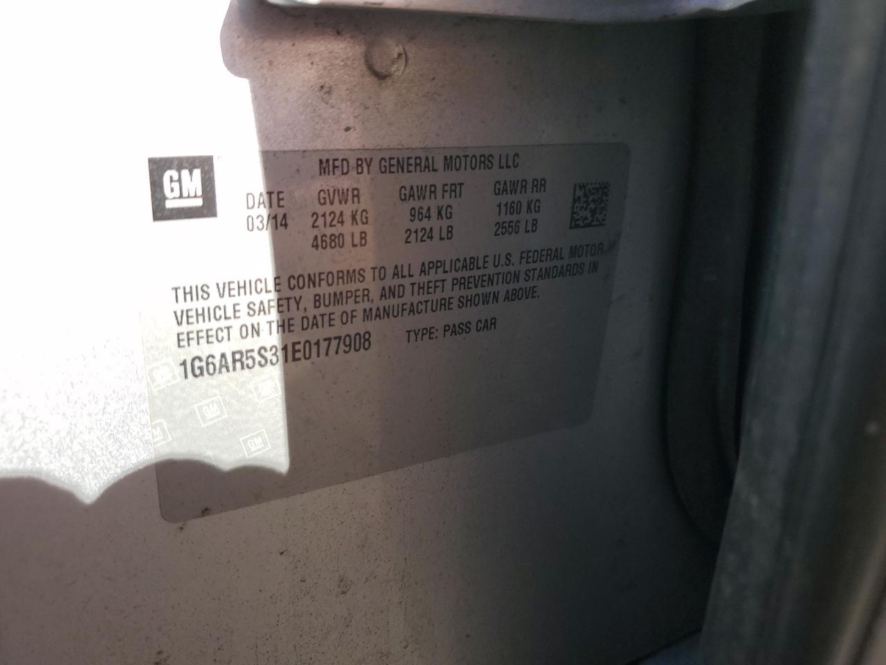 2014 Cadillac Cts Luxury Collection VIN: 1G6AR5S31E0177908 Lot: 92497935