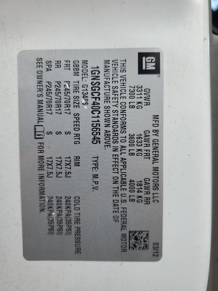 2012 Chevrolet Express G1500 Lt VIN: 1GNSGCF40C1156545 Lot: 91911345