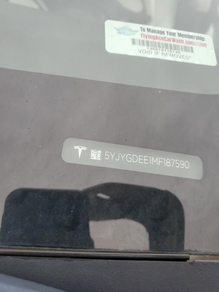 2021 Tesla Model Y VIN: 5YJYGDEE1MF187590 Lot: 91824965