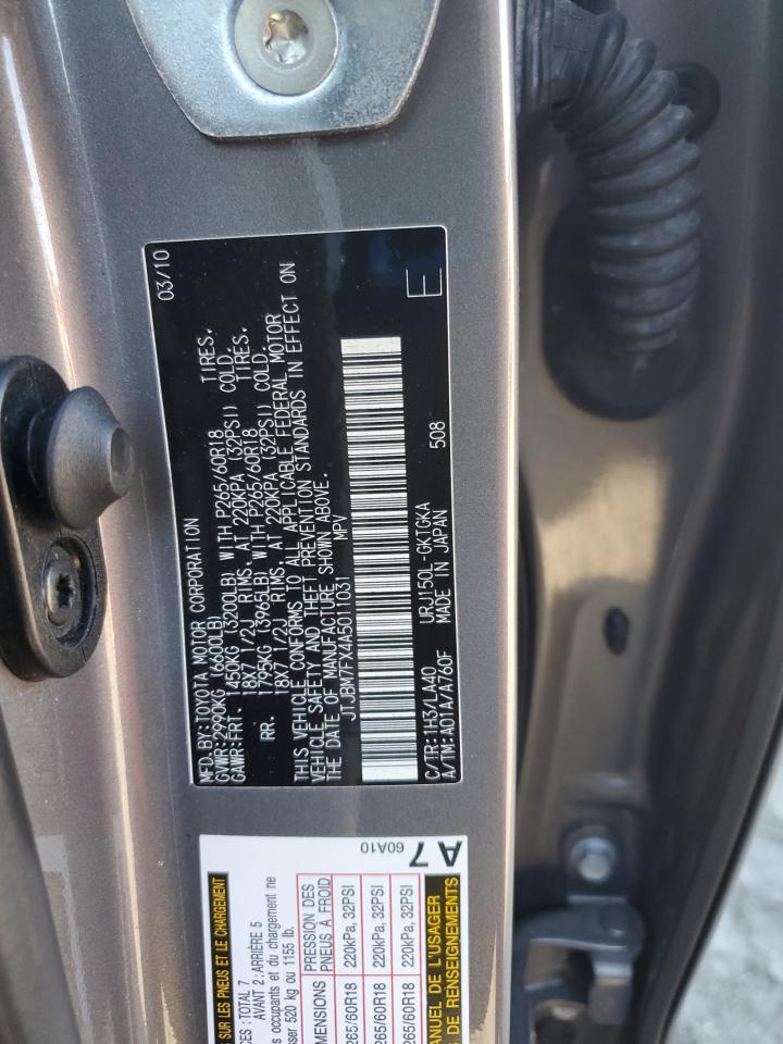 2010 Lexus Gx 460 VIN: JTJBM7FX4A5011031 Lot: 91394705