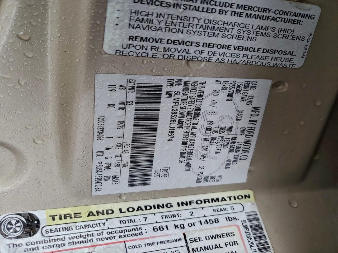 2006 Lincoln Navigator VIN: 5LMFU28526LJ18674 Lot: 93859955