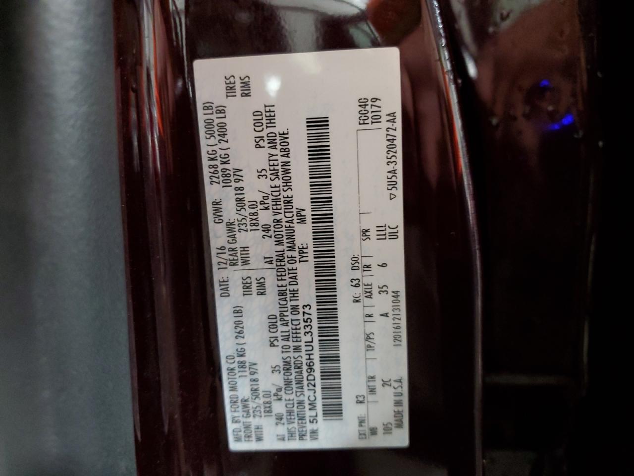 2017 Lincoln Mkc Select VIN: 5LMCJ2D96HUL33573 Lot: 92383665