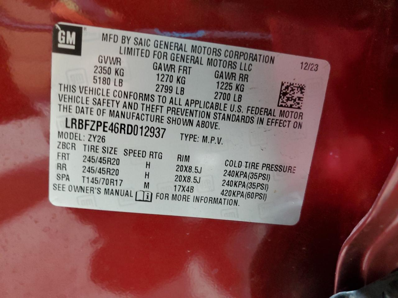 2024 Buick Envision Essence VIN: LRBFZPE46RD012937 Lot: 92070025