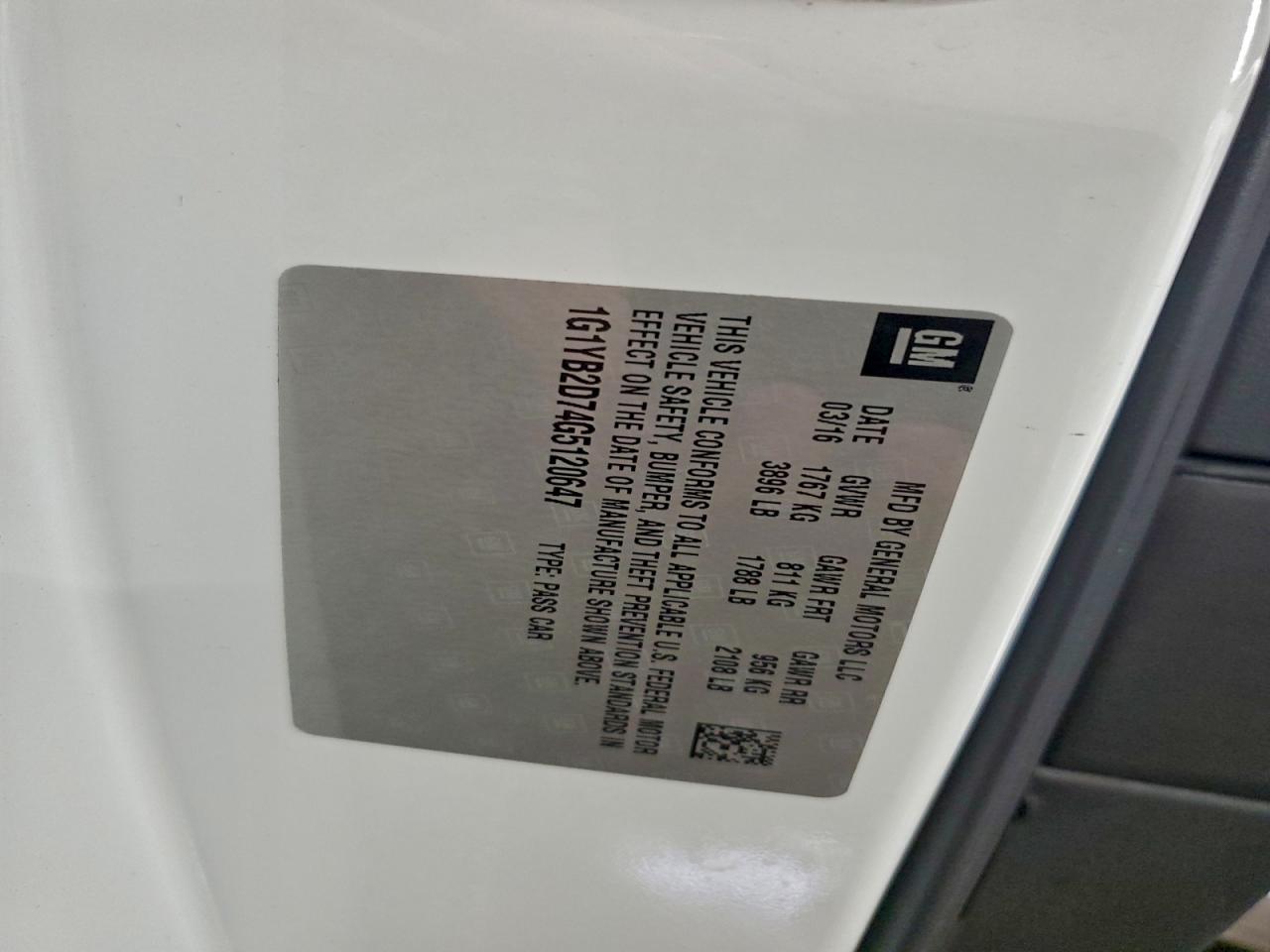 2016 Chevrolet Corvette Stingray 1Lt VIN: 1G1YB2D74G5120647 Lot: 94579835