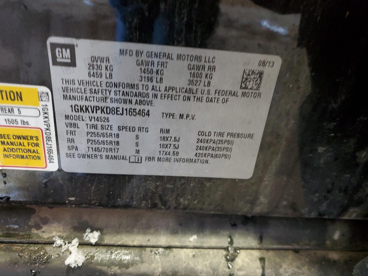 2014 GMC Acadia Sle VIN: 1GKKVPKD8EJ165464 Lot: 91679045