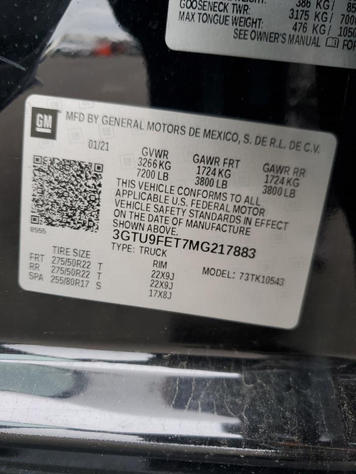 2021 GMC Sierra K1500 Denali VIN: 3GTU9FET7MG217883 Lot: 91970345