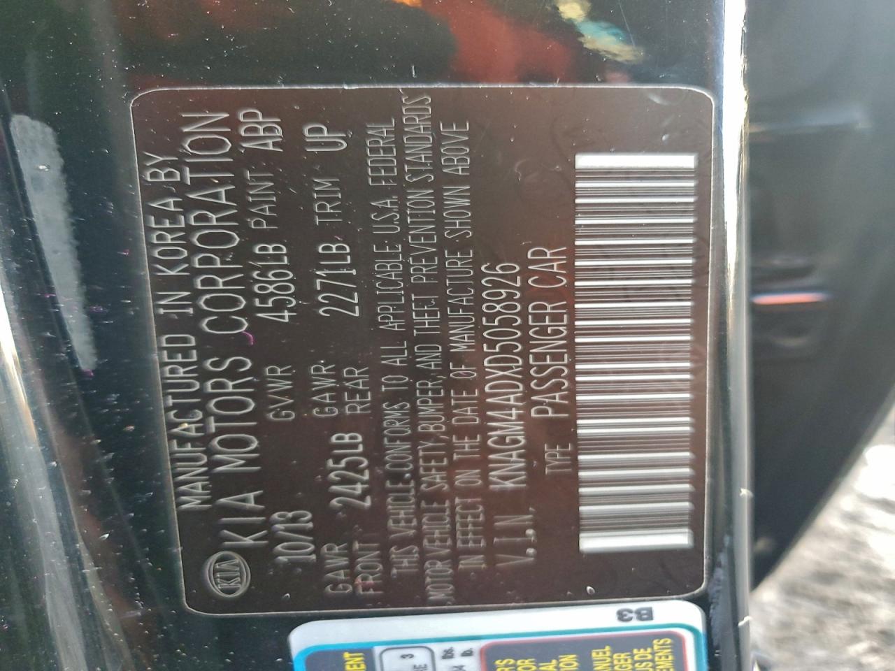 2013 Kia Optima Hybrid VIN: KNAGM4ADXD5058926 Lot: 94636545