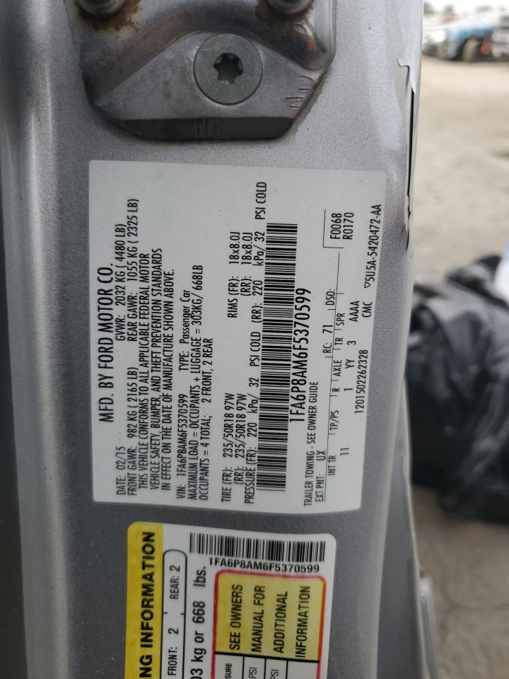 2015 Ford Mustang VIN: 1FA6P8AM6F5370599 Lot: 92483675