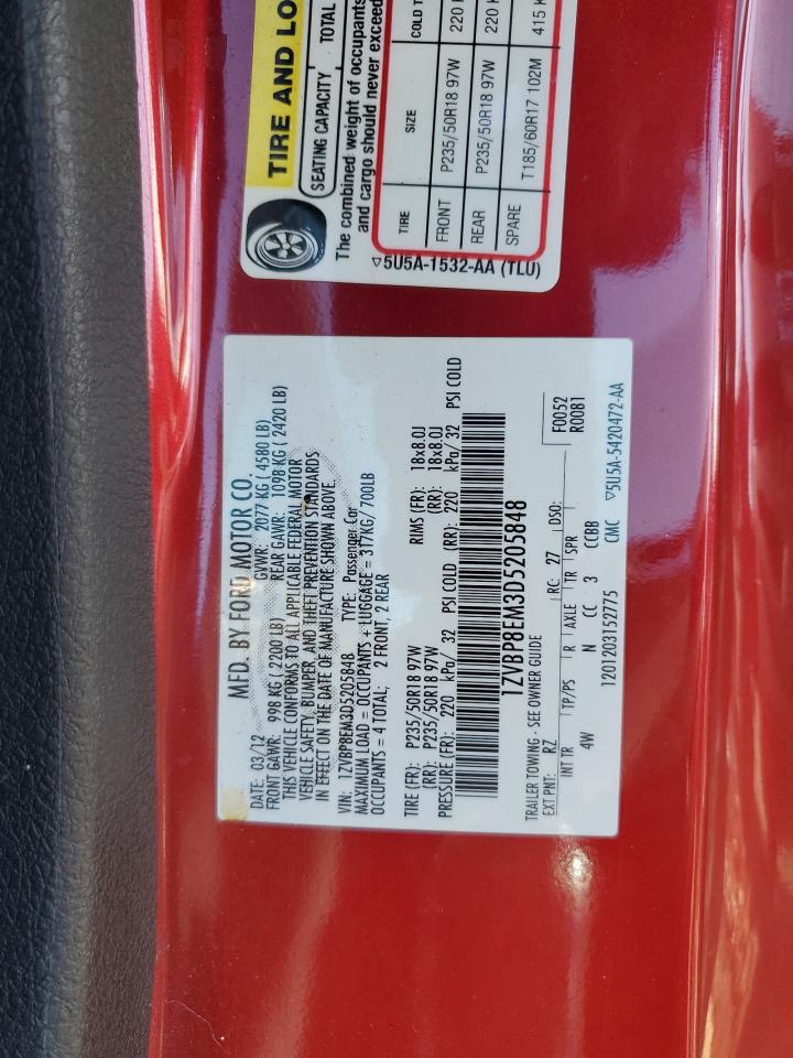 2013 Ford Mustang VIN: 1ZVBP8EM3D5205848 Lot: 93385575