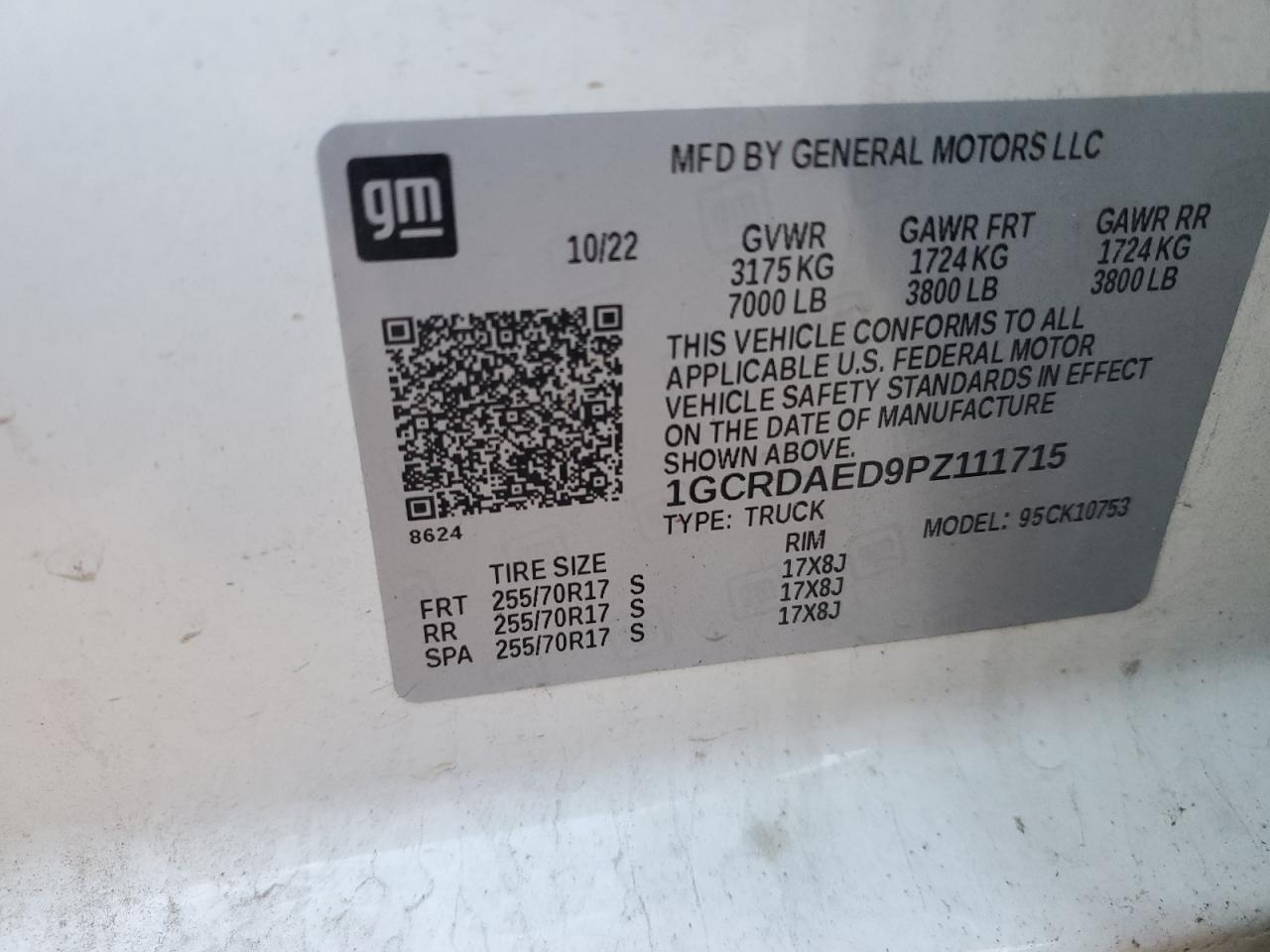 2023 Chevrolet Silverado K1500 VIN: 1GCRDAED9PZ111715 Lot: 91499655