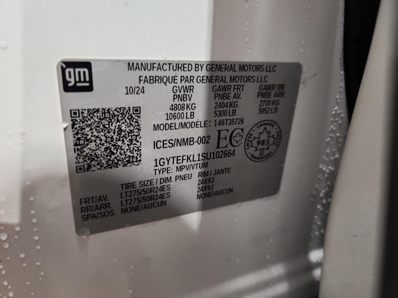 2025 Cadillac Escalade Iq Sport-2 VIN: 1GYTEFKL1SU102664 Lot: 91687625