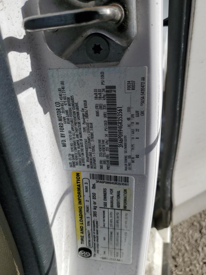 2016 Ford Fusion Se VIN: 3FA6P0H94GR353561 Lot: 92016855