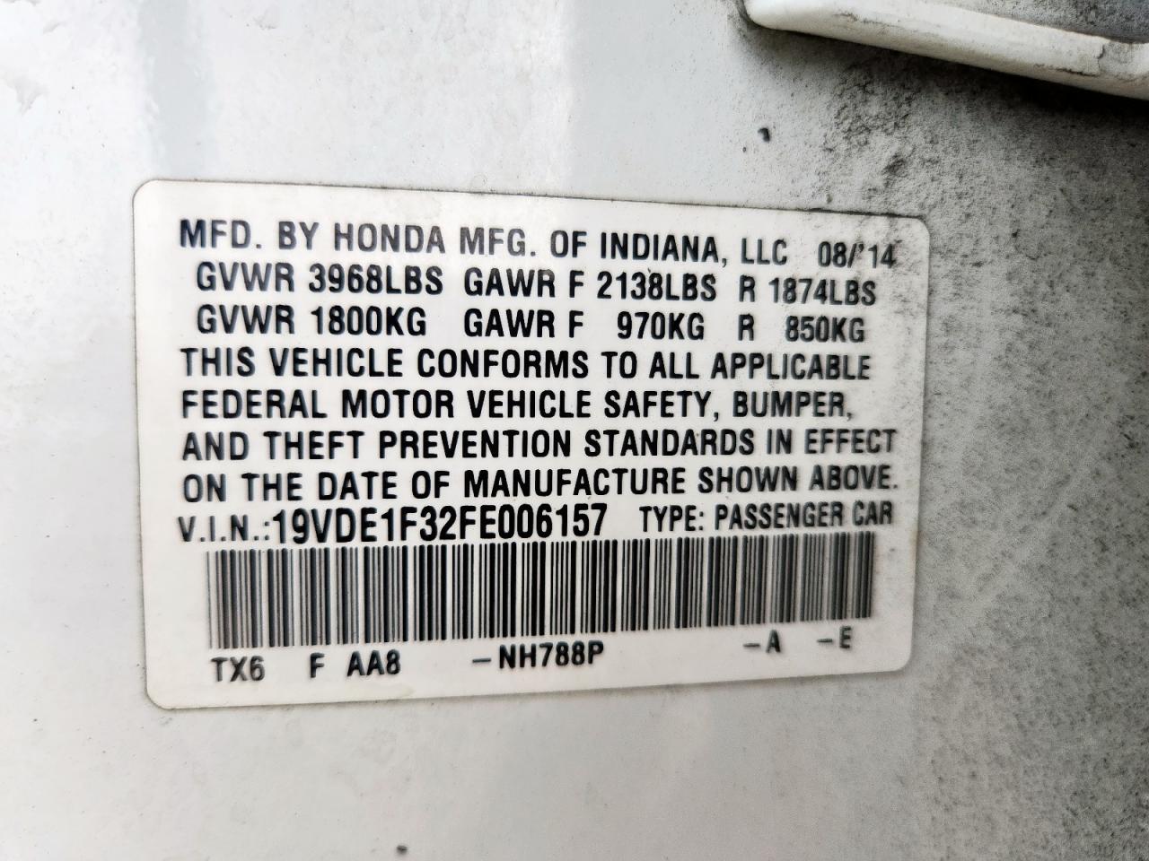 2015 Acura Ilx 20 VIN: 19VDE1F32FE006157 Lot: 93095465