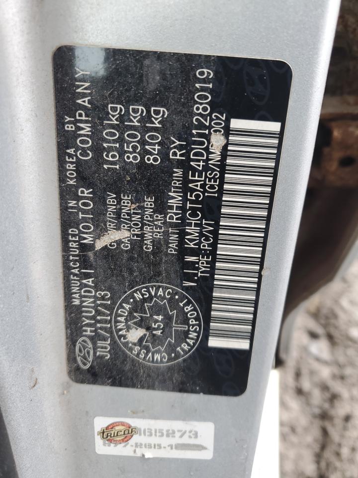 2013 Hyundai Accent Gls VIN: KMHCT5AE4DU128019 Lot: 91429605