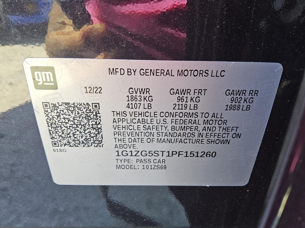 2023 Chevrolet Malibu Rs VIN: 1G1ZG5ST1PF151260 Lot: 91201525