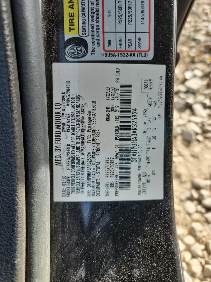 2010 Ford Fusion Se VIN: 3FAHP0HA3AR325924 Lot: 91782945