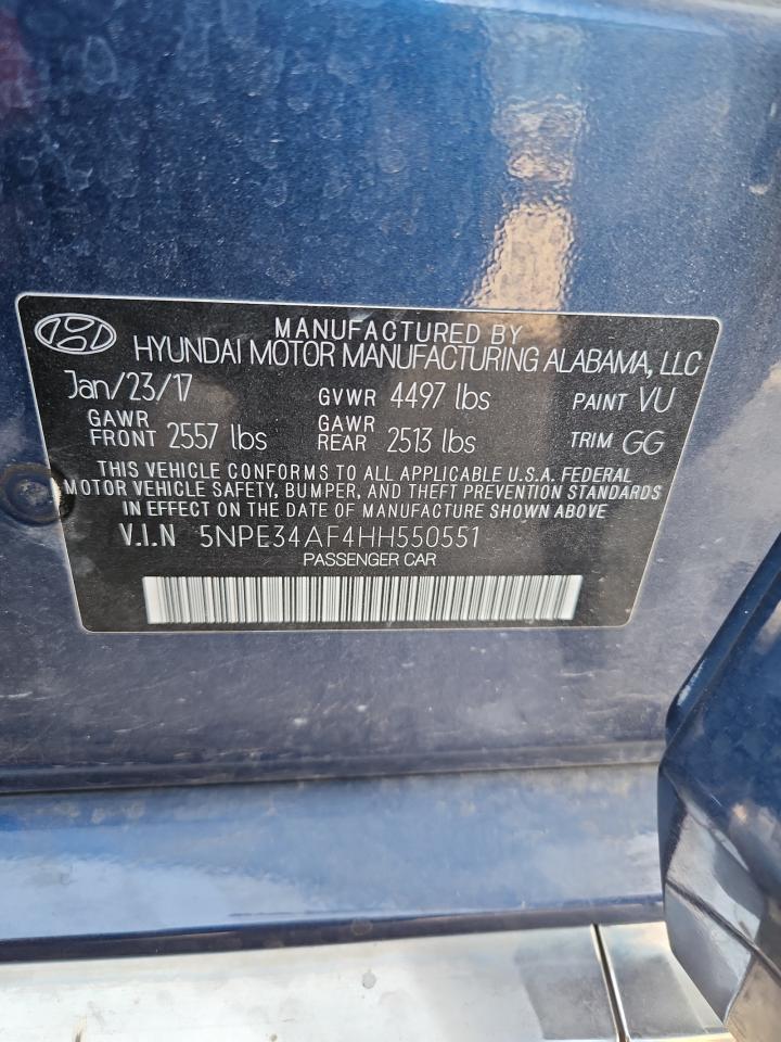 2017 Hyundai Sonata Sport VIN: 5NPE34AF4HH550551 Lot: 91633255