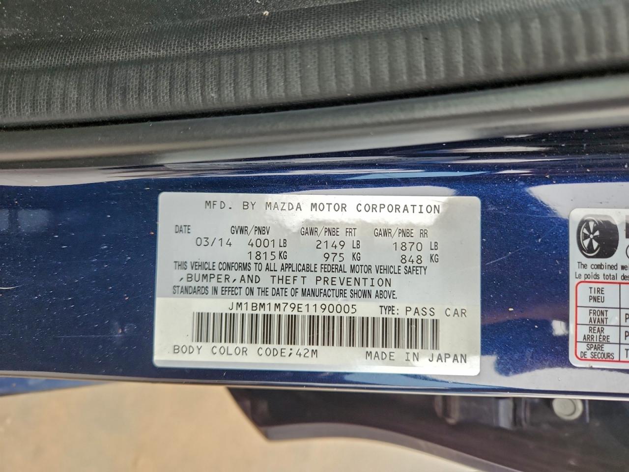 2014 Mazda 3 Grand Touring VIN: JM1BM1M79E1190005 Lot: 94048315