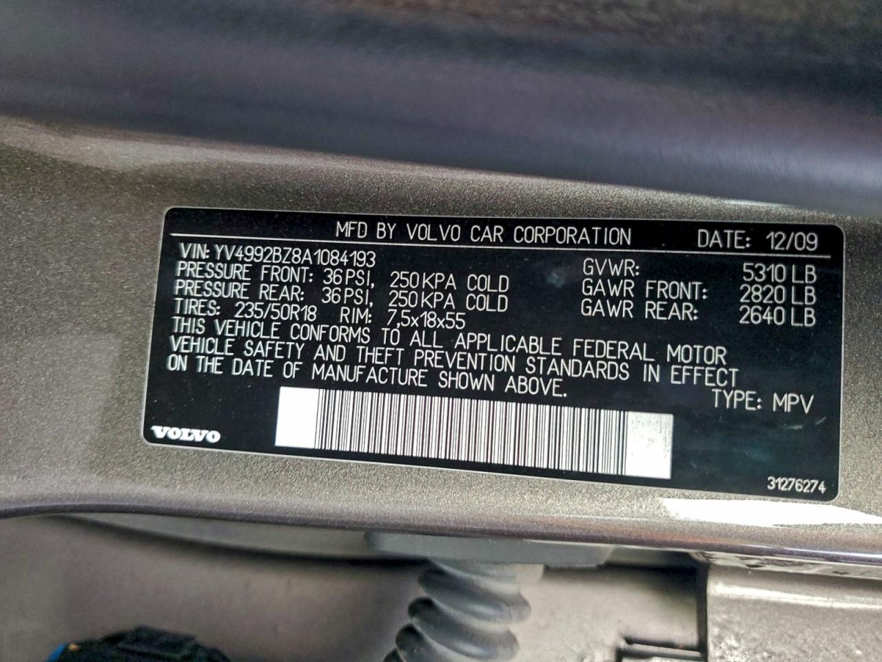 2010 Volvo Xc70 T6 VIN: YV4992BZ8A1084193 Lot: 92252125