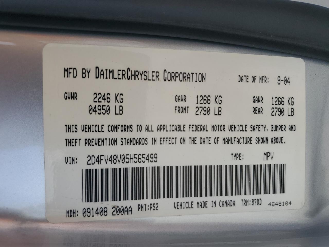 2005 Dodge Magnum Sxt VIN: 2D4FV48V05H565499 Lot: 91934065