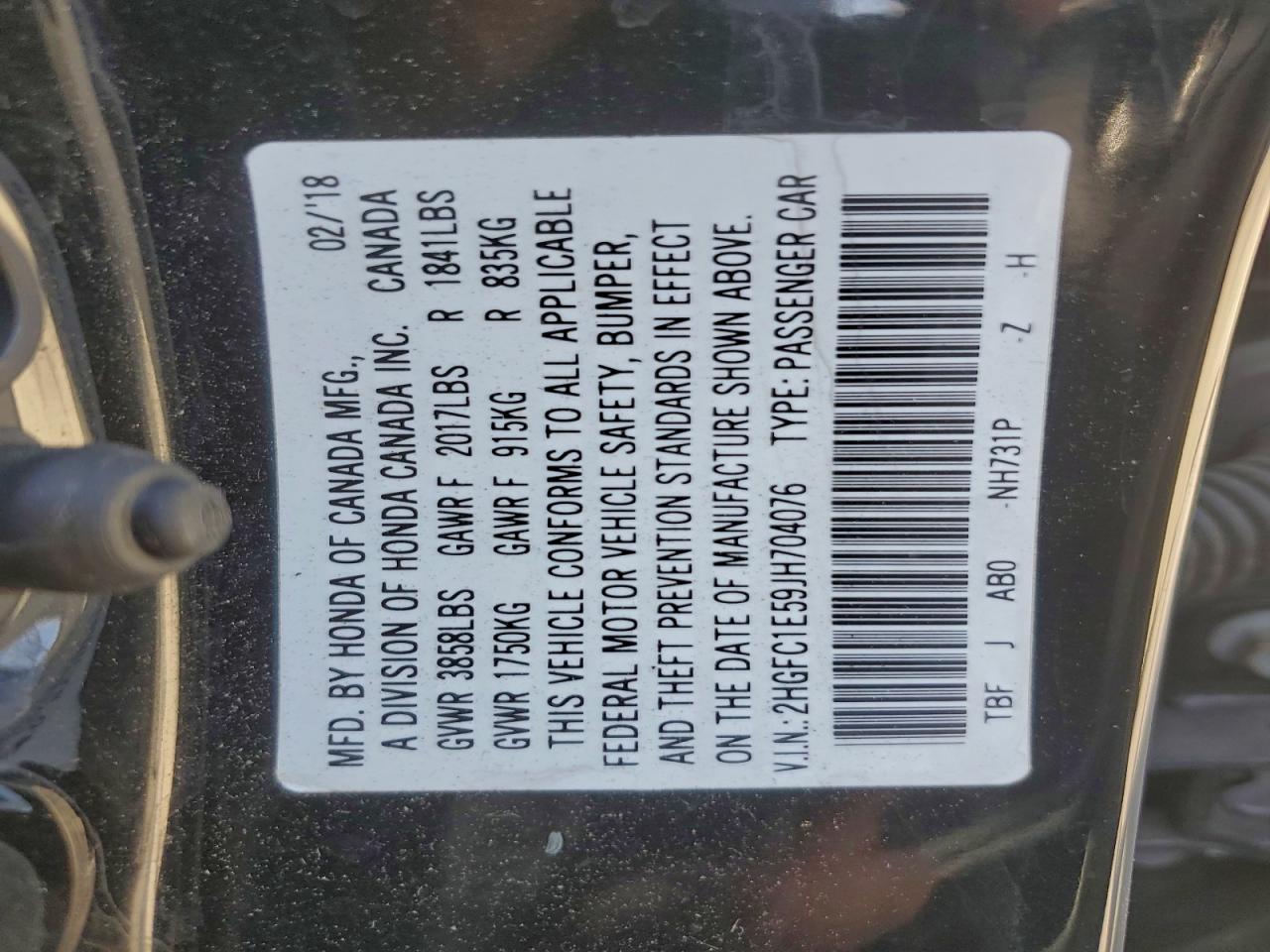 2018 Honda Civic Si VIN: 2HGFC1E59JH704076 Lot: 94162045