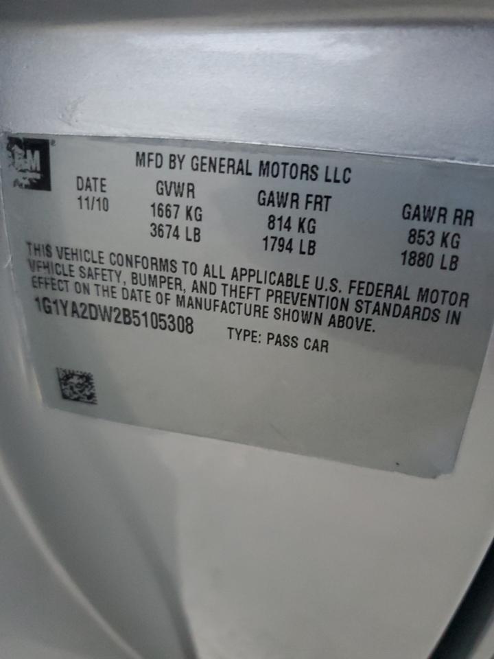 2011 Chevrolet Corvette VIN: 1G1YA2DW2B5105308 Lot: 93485635