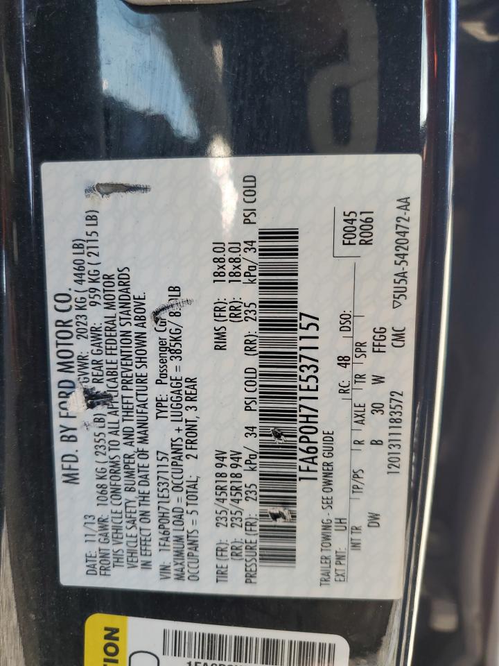 2014 Ford Fusion Se VIN: 1FA6P0H71E5371157 Lot: 91565815