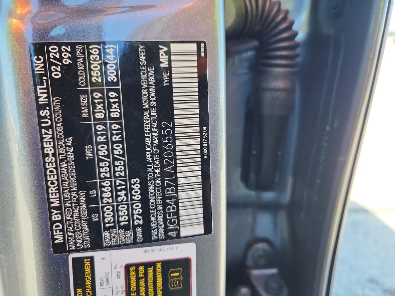 2020 Mercedes-Benz Gle 350 VIN: 4JGFB4JB7LA206552 Lot: 92827045