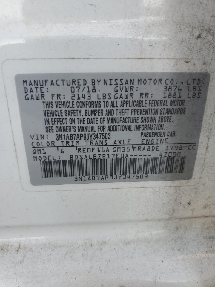 2018 Nissan Sentra S VIN: 3N1AB7AP9JY347503 Lot: 91315795