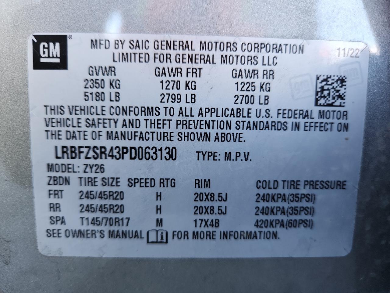 2023 Buick Envision Avenir VIN: LRBFZSR43PD063130 Lot: 93106035