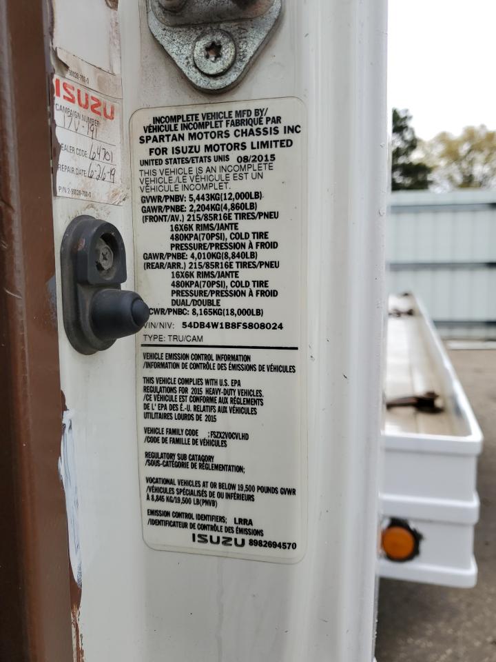 2015 Isuzu Npr VIN: 54DB4W1B8FS808024 Lot: 90294455