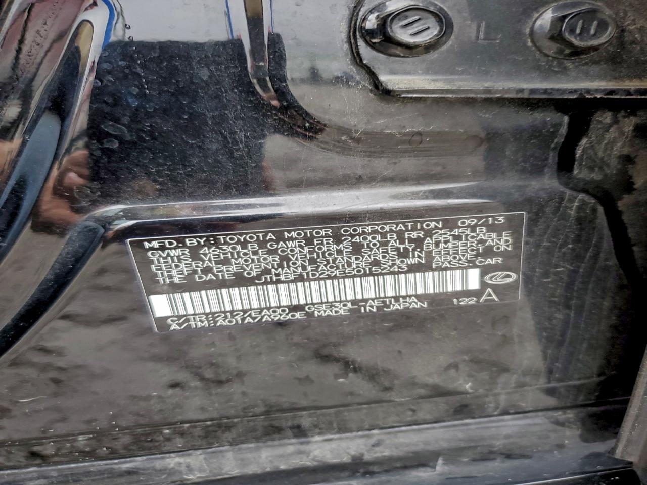 2014 Lexus Is 250 VIN: JTHBF1D29E5015243 Lot: 94512685