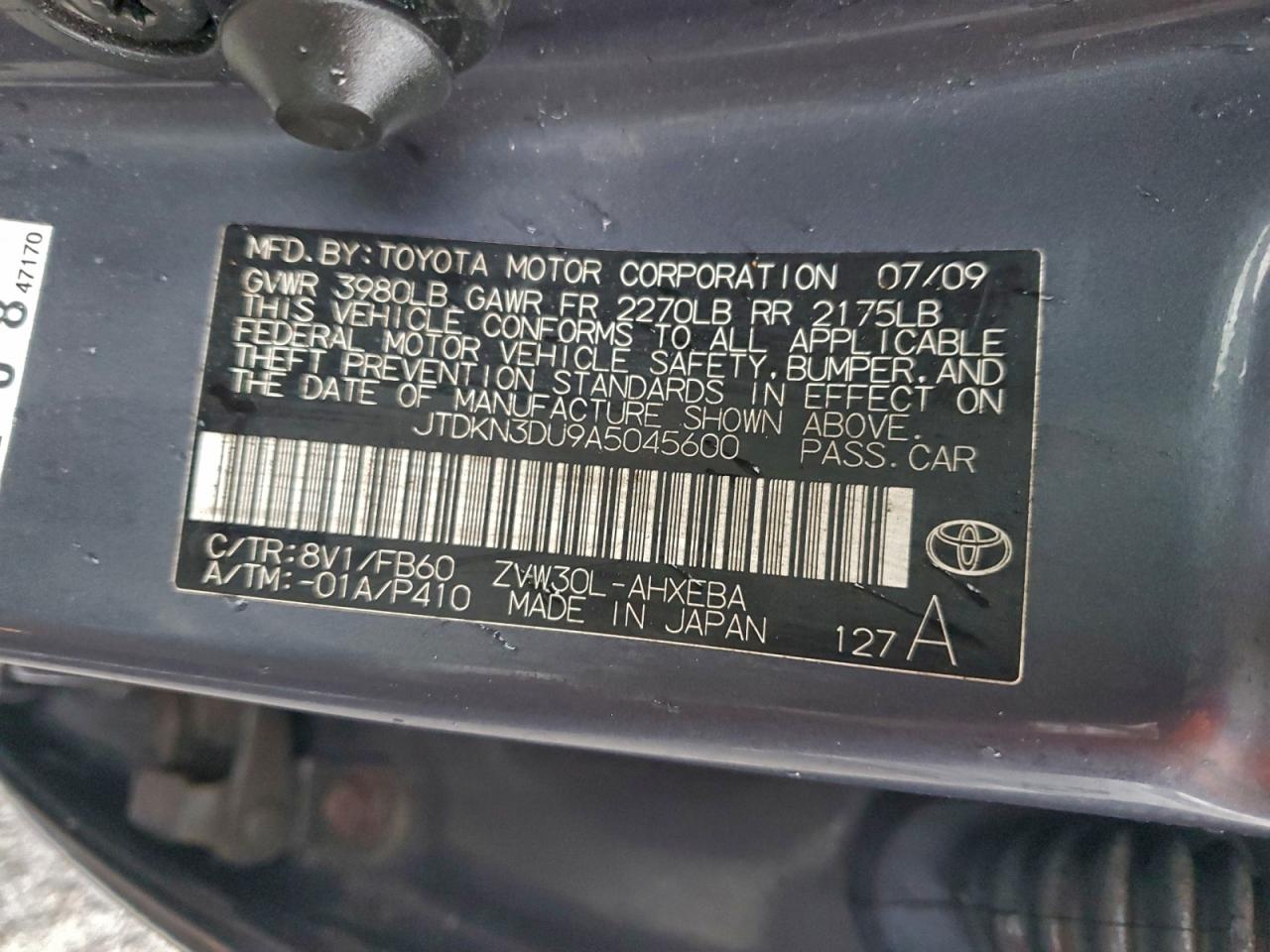 2010 Toyota Prius VIN: JTDKN3DU9A5045600 Lot: 94323975