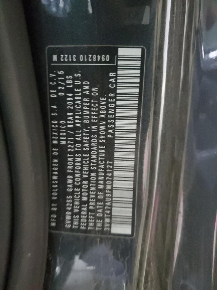 2015 Volkswagen Gti VIN: 3VWT47AU9FM074127 Lot: 93228375