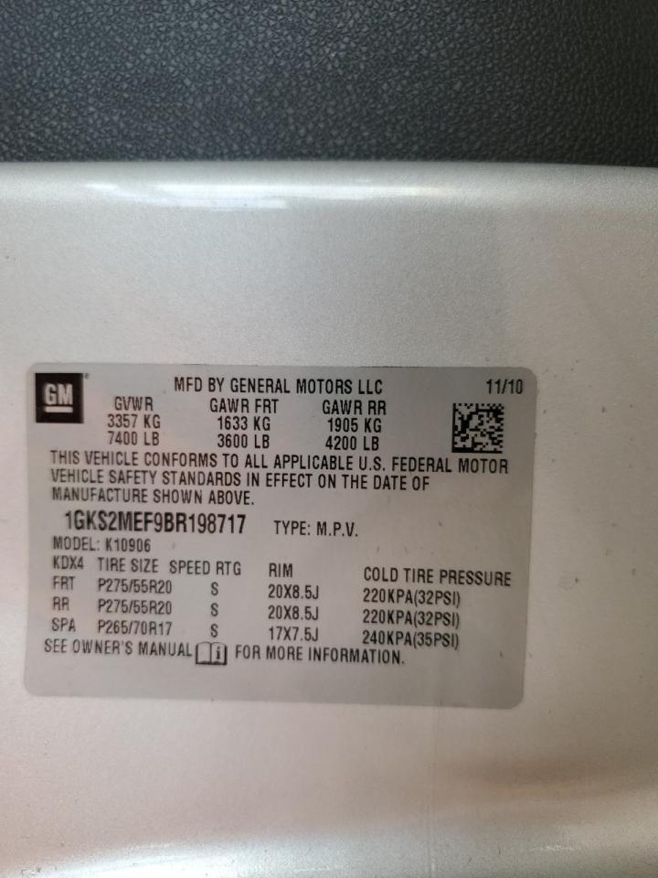 2011 GMC Yukon Xl Denali VIN: 1GKS2MEF9BR198717 Lot: 92698585