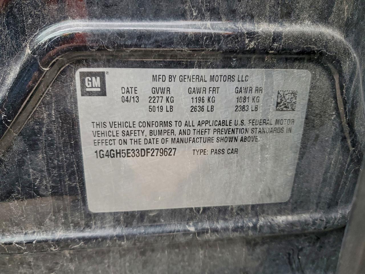 2013 Buick Lacrosse Premium VIN: 1G4GH5E33DF279627 Lot: 94746945