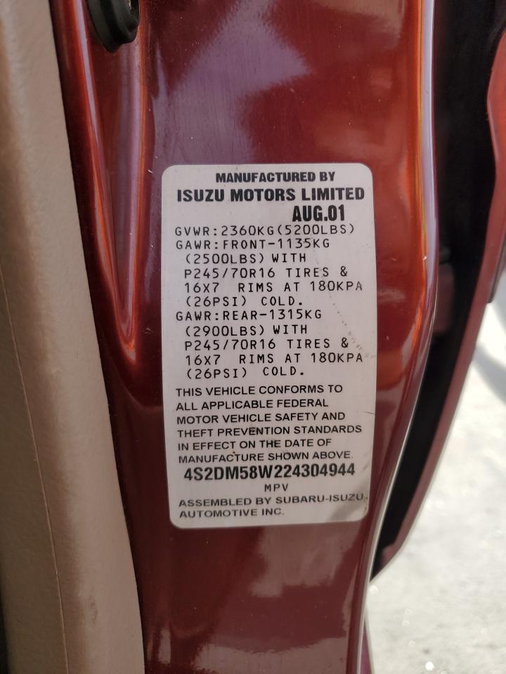 2002 Isuzu Rodeo S VIN: 4S2DM58W224304944 Lot: 91442515