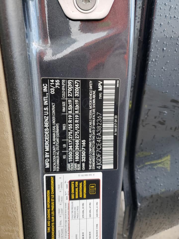 2014 Mercedes-Benz Gl 450 4Matic VIN: 4JGDF7CE4EA382367 Lot: 93150165