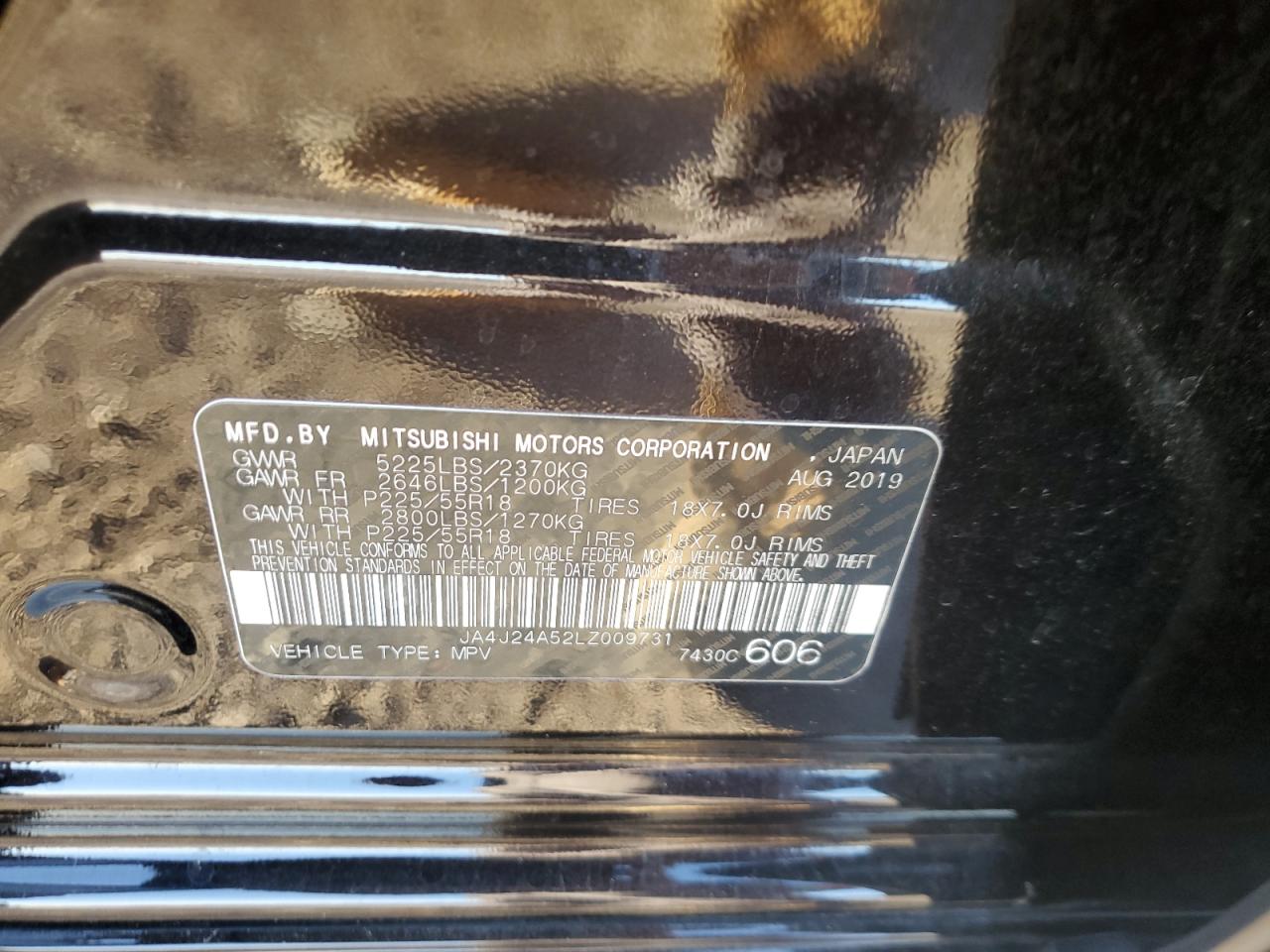 2020 Mitsubishi Outlander Sel VIN: JA4J24A52LZ009731 Lot: 90615465