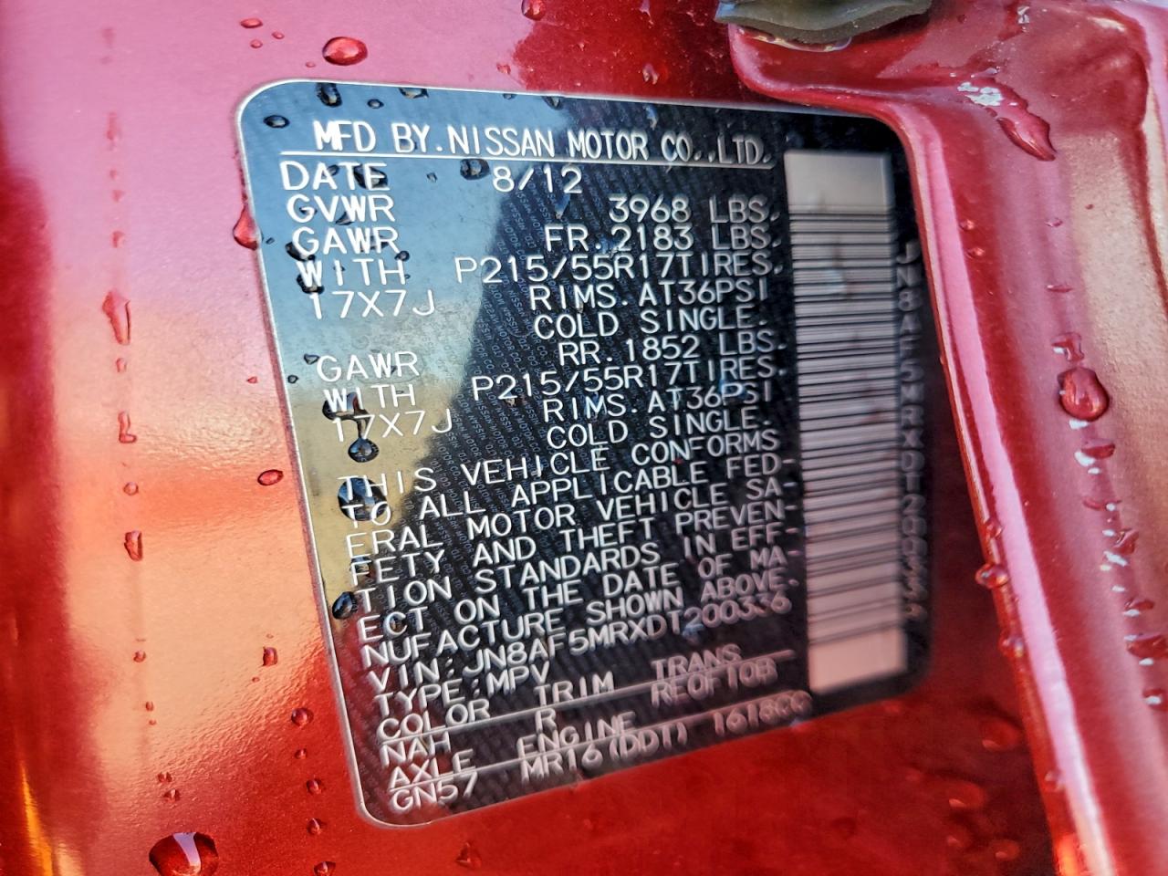 2013 Nissan Juke S VIN: JN8AF5MRXDT200336 Lot: 93275555