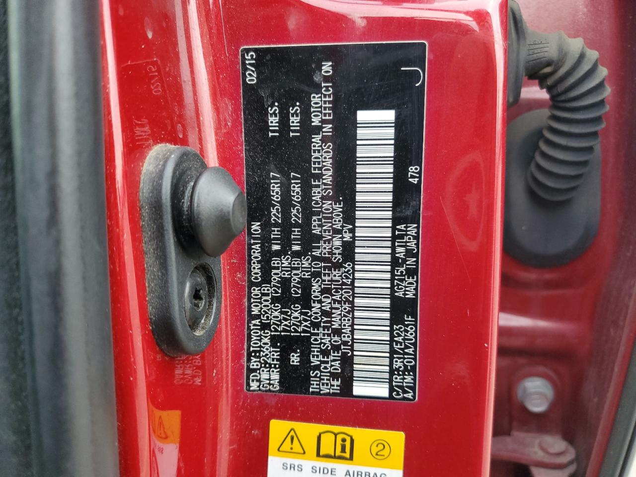 2015 Lexus Nx 200T VIN: JTJBARBZ9F2014236 Lot: 91370365