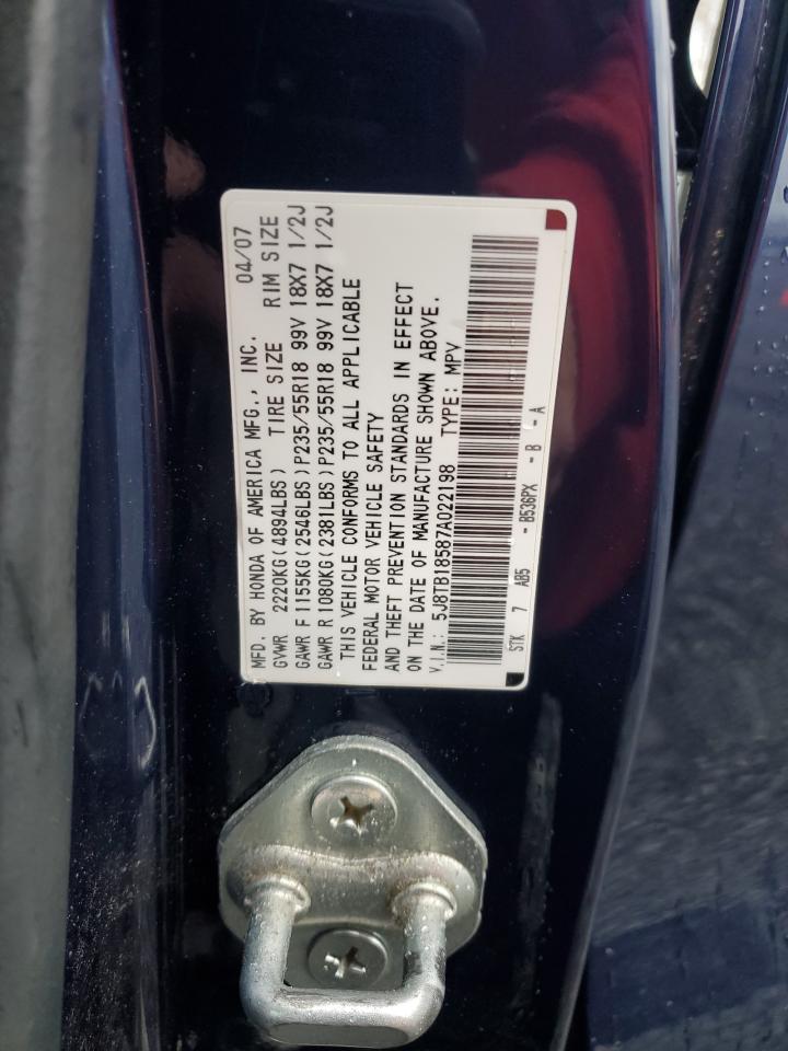 2007 Acura Rdx Technology VIN: 5J8TB18587A022198 Lot: 92101675