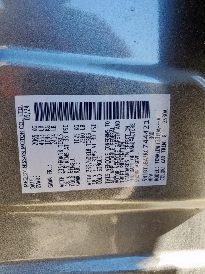 2024 Nissan Rogue Sv VIN: 5N1BT3BA7RC744421 Lot: 91609665