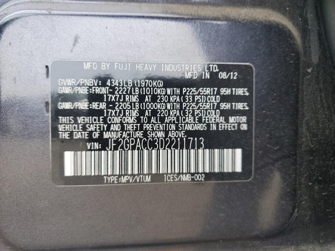 2013 Subaru Xv Crosstrek 2.0 Premium VIN: JF2GPACC3D2211713 Lot: 91624165