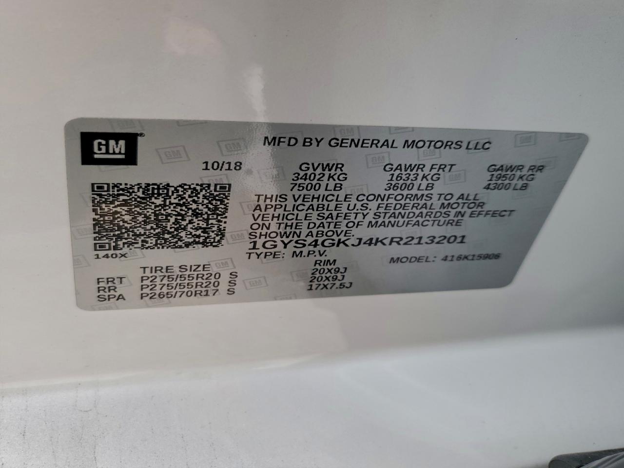 2019 Cadillac Escalade Esv VIN: 1GYS4GKJ4KR213201 Lot: 93461395